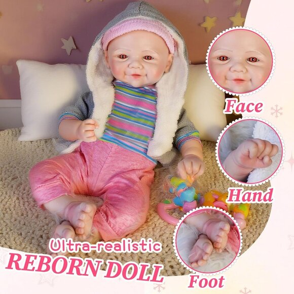 Realistic Full-Body Silicone Reborn Baby Doll  Lifelike Feeding Toy Gift 4 Kids - Picture 5 of 6